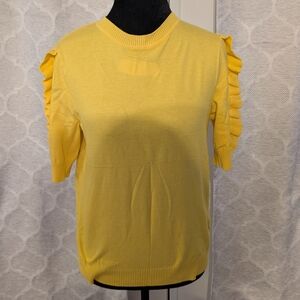 Who What Wear Sunny Yellow Ruffle Sleeve Tee